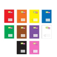 Enday Lot de 4 cahiers de composition à larges bandes 100 feuilles (200 pages) Couvertures de cahier en marbre coloré en rose-rouge-gris-vert