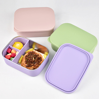 Nieuwe platte deksel siliconen hoes 304 roestvrijstalen lunchbox BPA-vrije siliconen deksel voedselcontainer maaltijdverpakking