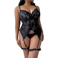 Ensemble de Lingerie Romantique Grande Taille Teddy Sans Entrejambe pour Femme – Soutiens-Gorge Sexy et Ensembles de Sous-Vêtements String Femme