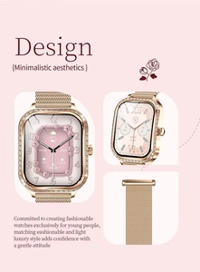 สมาร์ทวอทช์ผู้หญิง สีทอง หน้าจอ TFT สายยาง รองรับการโทร วัดอัตราการเต้นของหัวใจ ตรวจจับการนอนหลับ ผู้ช่วยเสียง AI ปฏิทิน IP68 ระบบแอนดรอยด์ - Product Image 1