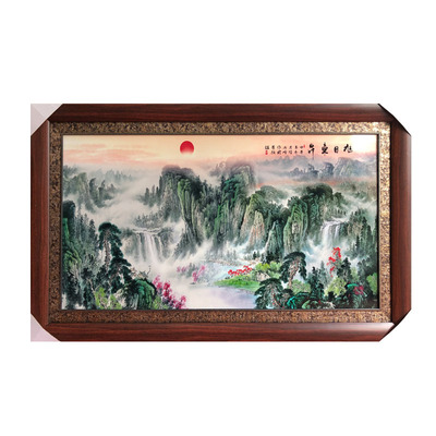 Framed Impressionist Rising Sun Handmade Beautiful Scenery Wall Porcelain Painting home decor luxury decor for home