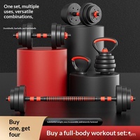 Haltères en PVC écologiques pour hommes, barre et kettlebell 2 en 1 4 en 1, poids réglable détachable, fitness maison, dortoirs