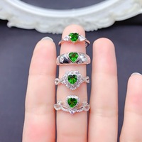 New Design Customizable 925 Sterling Silver Women's Wedding Anniversary Gift Ring Fashion Style with Natural Diopside