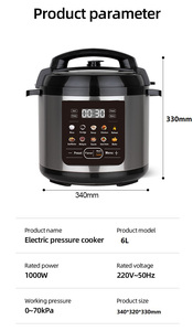 Cuisinière à riz électrique multifonction 10 en <span class=keywords><strong>1</strong></span> à commande tactile 1000W 6L avec écran LED coloré - Product Image 4