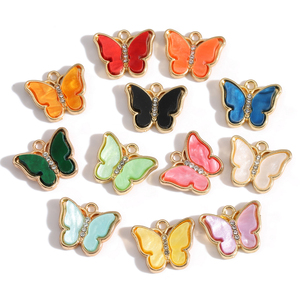 Men kim loại Acrylic bướm quyến rũ với giả kim cương cho Diy Vòng Cổ Vòng tay trang sức làm phụ kiện W470 - Product Image 1