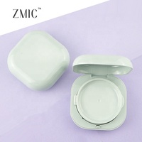 Kotak Kosmetik Kompak Warna Hijau Mint Bulat Persegi Kosong dengan Tutup Kedap Udara dan Cermin di Dalamnya untuk Kemasan Foundation