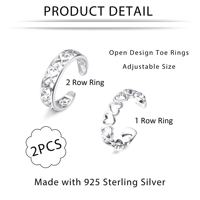 S925 Sterling Silver Taille Réglable Fleur Noeud En Forme De Coeur Doigt Anneau D'orteil Ouvert