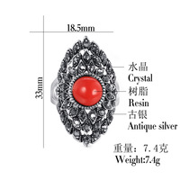 Nouvelles bagues en pierre noire pour femmes, style rétro, argent tibétain vintage, bague de fiançailles de mariage, bijoux, cadeau en cristal