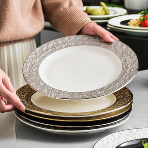 CHAODA Goldrim ensemble <span class=keywords><strong>de</strong></span> vaisselle en <span class=keywords><strong>porcelaine</strong></span> motif rond plaque <span class=keywords><strong>de</strong></span> Charge pour la décoration <span class=keywords><strong>de</strong></span> <span class=keywords><strong>Table</strong></span> cadeau donnant fait <span class=keywords><strong>de</strong></span> la céramique <span class=keywords><strong>de</strong></span> haute qualité - Product Image 1