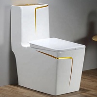 Toilette de luxe au sol WC en céramique or blanc Toilette de couleur Toilette allongée
