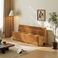 Banc pliable extensible en papier kraft avec rangement en nid d'abeille, idéal pour appartement moderne, bureau, conférence, avec coussins