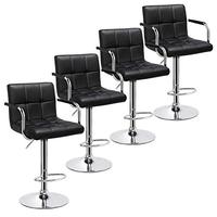 Tabouret de bar pivotant simple, moderne, durable, imperméable, pour bureau, salle à manger, salon, en cuir PU, utilisation commerciale, métal