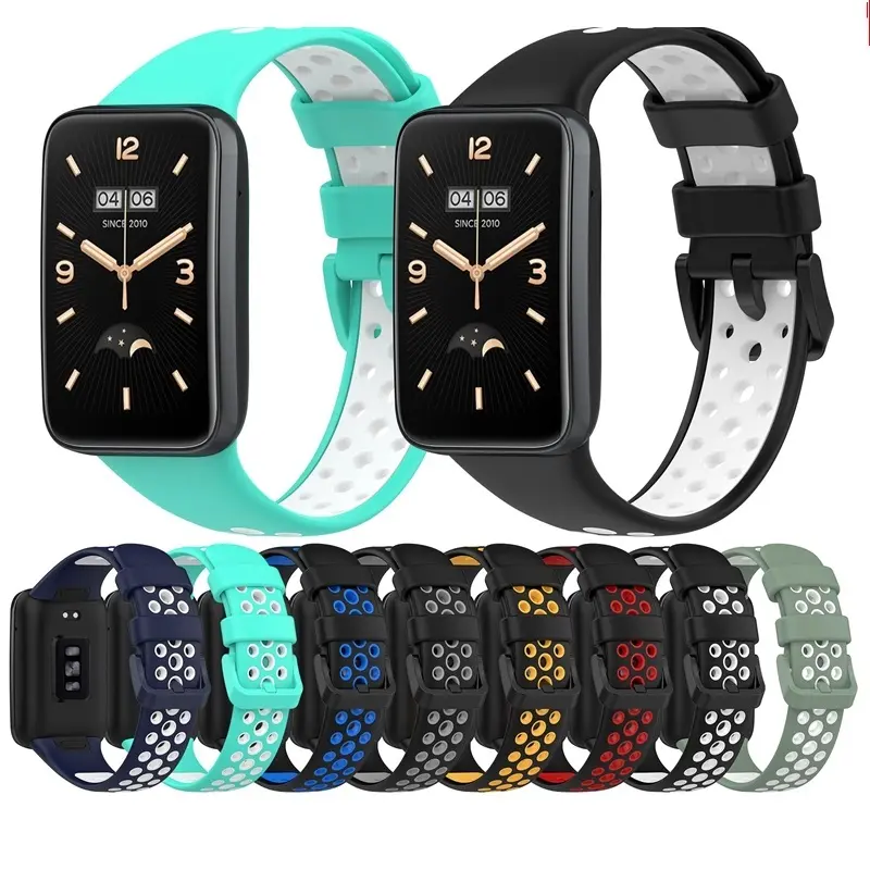 Colorful Smart Silicone Strap For Xiaomi Mi Band 7 Pro Bracelet Breathable Modern Style Wristband