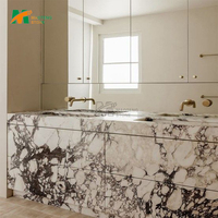 Meuble-lavabo de luxe MT STONE en marbre Calacatta Viola d'Italie, grand lavabo autoportant, finition marbre poli mat pour salle de bain