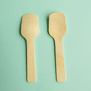 Cuchara de Madera Desechable para Helado de 95 mm, Ecológica, Biodegradable, para Postres, con Empaque Personalizado - Product Image 1