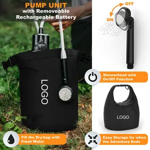 Portable Shower For Camping With Dry Bag Camping Shower With Rechargeable Battery And Included 10L Dry Bag For Water Storage