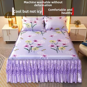 Bán Chạy Nhất 3-Mảnh Mùa Hè Hoa Giường Đặt 200TC Băng Lụa Mát Mẻ Thoải Mái Mềm Mại Có Thể Gập Lại Ren-Cạnh Mây Mat - Product Image 2