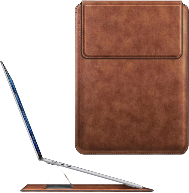 Wholesale Slim Magnetic PU Leather Laptop Sleeve Case with Stand Compatible Business Portable 13 14 15 16 Inch Computer Cover