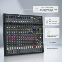 Console de mixage professionnelle KAIKA RX8-7 à 8 canaux en métal, égaliseur 3 bandes, effets intégrés 48V, audio stéréo/surround pour karaoké