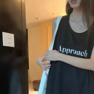 Chemise de nuit pas cher été dames costumes de nuit sans manches femmes chemise de nuit fournisseurs de vêtements de nuit noir pyjamas long tricot <span class=keywords><strong>nuisette</strong></span> - Product Image 2