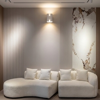 Panneau décoratif moderne en bois WPC avec placage de bambou et cristal de carbone pour salle de conférence