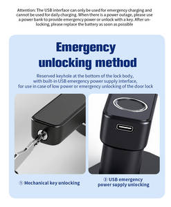 Serrure de porte intelligente biométrique TTlock Tuya avec poignée de porte à levier C et cylindre avec serrures - Product Image 3