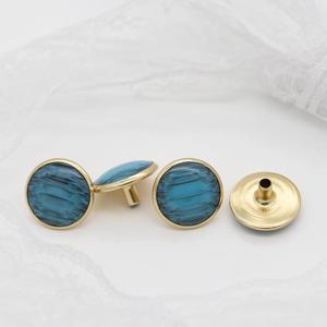 Boutons métalliques cachés en laiton texturé uni, ronds, bleus fantaisie, colorés, 9MM 10MM 12MM 14MM 15MM, 4 parties, pour vêtements - Product Image 4
