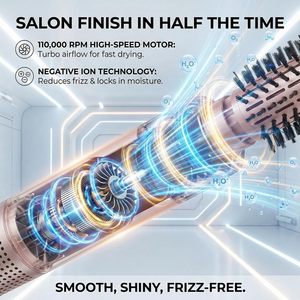 Cepillo <span class=keywords><strong>de</strong></span> Aire Caliente 6 en 1 Ionic para Peinar el Cabello, <span class=keywords><strong>Secador</strong></span> con Rizador <span class=keywords><strong>y</strong></span> Plancha, Soporte en Francés - Product Image 4