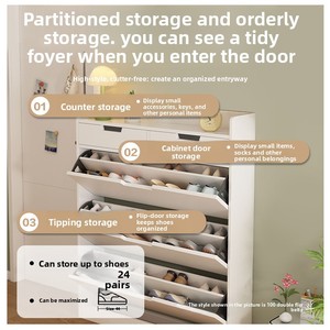 Mobiletto Portascarpe Ultra-Sottile in Legno - Soluzione Salvaspazio per Ingresso e Corridoio - Product Image 3