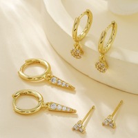 ChuYao - Juego de 6 Pendientes de Moda al por Mayor, con Circonitas, Chapados en Oro de 18K, Geométricos, para Fiesta, para Mujer, Joyería Personalizada