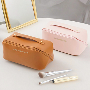 New Custom PU Leather Makeup <b>Bag</b> Pouch Skincare Cosmetic Travel Toiletry <b>Bag</b> Waterproof <b>Make</b> <b>up</b> <b>Bag</b> with Compartments - Product Image 3