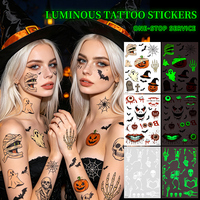 Autocollants de tatouage temporaires pour Halloween, motifs bouches et yeux de monstres effrayants, assortis, écologiques, vente en gros directe d'usine