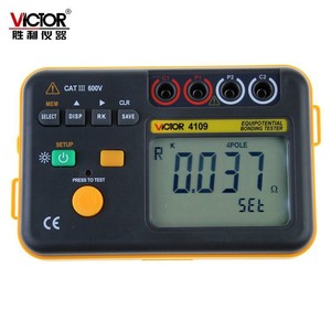 เครื่องทดสอบการเชื่อมต่อแบบอีควิโพเทนเชียล VICTOR 4109 500V 4 ขั้ว สำหรับวัดความต้านทาน การทดสอบการเชื่อมต่อกราวด์และกริด - Product Image 1