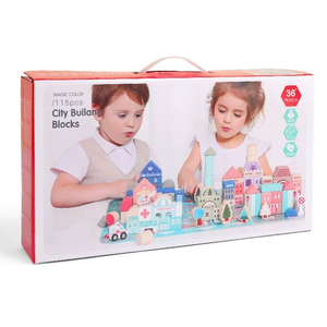 <span class=keywords><strong>Construction</strong></span> en <span class=keywords><strong>bois</strong></span> 115 pièces ville blocs <span class=keywords><strong>de</strong></span> <span class=keywords><strong>construction</strong></span> ensemble éducatif ludique empilable jouets pour enfants d'âge préscolaire pour les tout-petits - Product Image 3