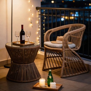 Fauteuils classiques en <span class=keywords><strong>osier</strong></span> tressé à la main avec coussins confortables pour <span class=keywords><strong>terrasse</strong></span>, balcon, jardin extérieur - Product Image 2