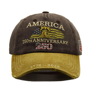 Gorra de Béisbol Ajustable de 6 Paneles de Algodón con Bordado e Impresión, Diseño del 250 Aniversario de EE. UU., Cuatro Estaciones - Product Image 4