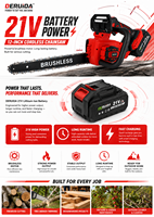Scie à chaîne électrique sans balais rouge de 12 pouces, batterie 2,6 Ah, 21 V, scie portative compacte à main, utilisée pour la coupe du bois