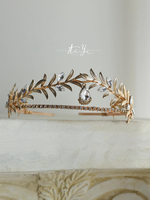 Serre-tête en métal style grec vintage 2025 avec feuilles et strass, couronne de mariée pour enfants, accessoire de cheveux pour robe de mariée, anniversaire