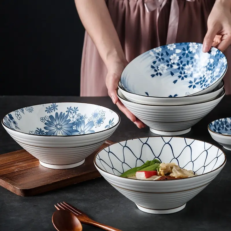 세라믹 라면 그릇, 40 oz 숟가락을 가진 일본 큰 국수 그릇, 젓chopsticks 과 젓chopsticks 은 우동, 소바, Pho, 국수를 위해 서 있습니다,