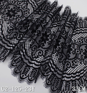Bán Buôn 33Cm Chiều Rộng Màu Đen Sò Chantilly Ren Vải <span class=keywords><strong>2025</strong></span> Không Có Căng Pháp Lông Mi Hoa Ren <span class=keywords><strong>Trim</strong></span> Cho Phụ Nữ Ăn Mặc - Product Image 6