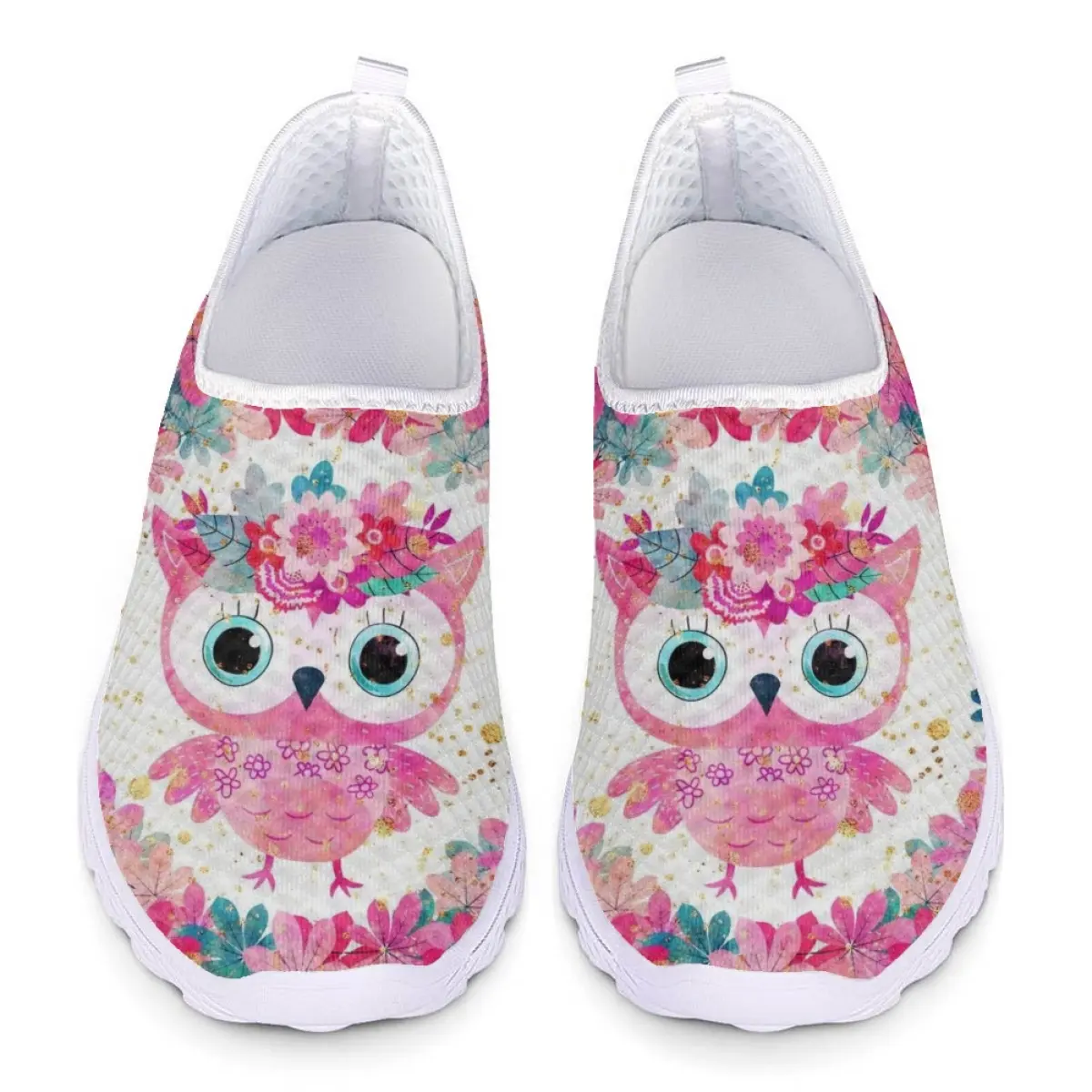 Cartoon Uil Casual Schoenen Voor Vrouwen Comfort Ademende Slip-On Mesh Sneakers Print On Demand Dames Hardloopschoenen Drop Shipping