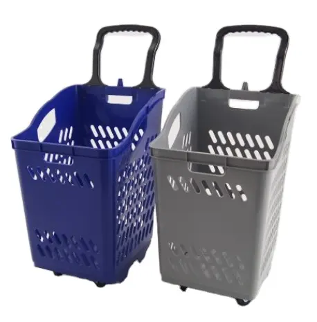 China Factory Sell Plastic Wheel Shopping Basket OEM Shopping Cart Basket Shopping Basket