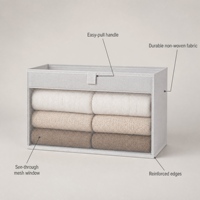 Organisateur de rangement pliable en tissu non tissé avec fenêtre en maille pour la maison, le placard, les vêtements et les jouets - Vente en gros