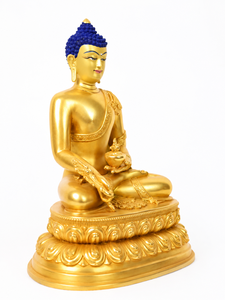Statue <span class=keywords><strong>de</strong></span> <span class=keywords><strong>Bouddha</strong></span> Médicinal Religieuse Faite à la Main en Laiton Doré, Sculpture Bouddhiste sur Socle Lotus, Décoration pour Maison, <span class=keywords><strong>Jardin</strong></span>, Cour, Prière - Product Image 3