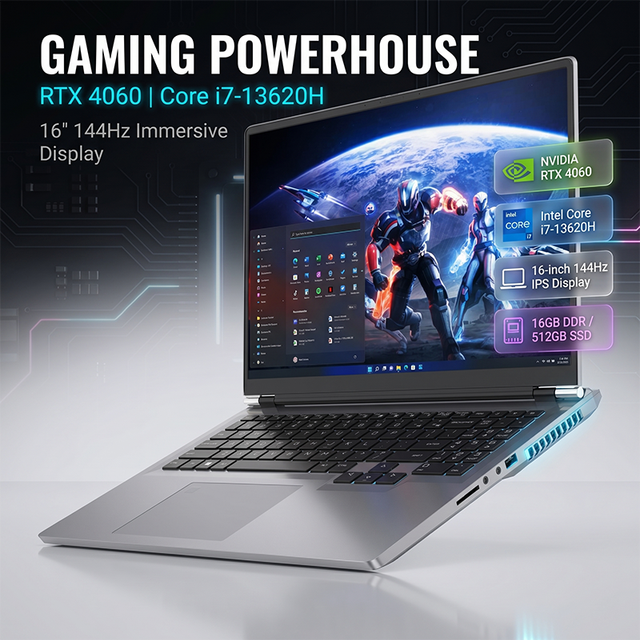 Yifang 16-inch I7-13620H RTX 4060 Graphics Card Windows 11 System, Customizable Option High-performance Cooling Gaming Laptops