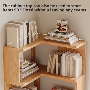 Solid Wood Simple <strong>Bookcase</strong> Integrated Wall Mounted and Floor Standing Storage Rack for Home Living Room Corner Storage Cabinet - Product Image 4