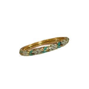 Bracciale HZ100 all'ingrosso in stile cloisonné cinese vintage, bracciale aperto smaltato, stile tradizionale da corte, placcato oro, per donna - Product Image 6