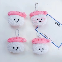 Porte-clés 3D en peluche mignon de dessin animé, motif rouleau de sushi aux crevettes, riz et légumes, durable, personnalisable, accessoire décoratif