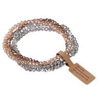 Bracelet extensible bohème 4 pièces en verre facetté et perles de cristal, bracelet à perles multicouche empilable et tendance