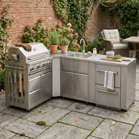 Cuisine extérieure modulaire européenne en acier inoxydable 304, armoire anti-corrosion, cuisine extérieure avec évier et robinet